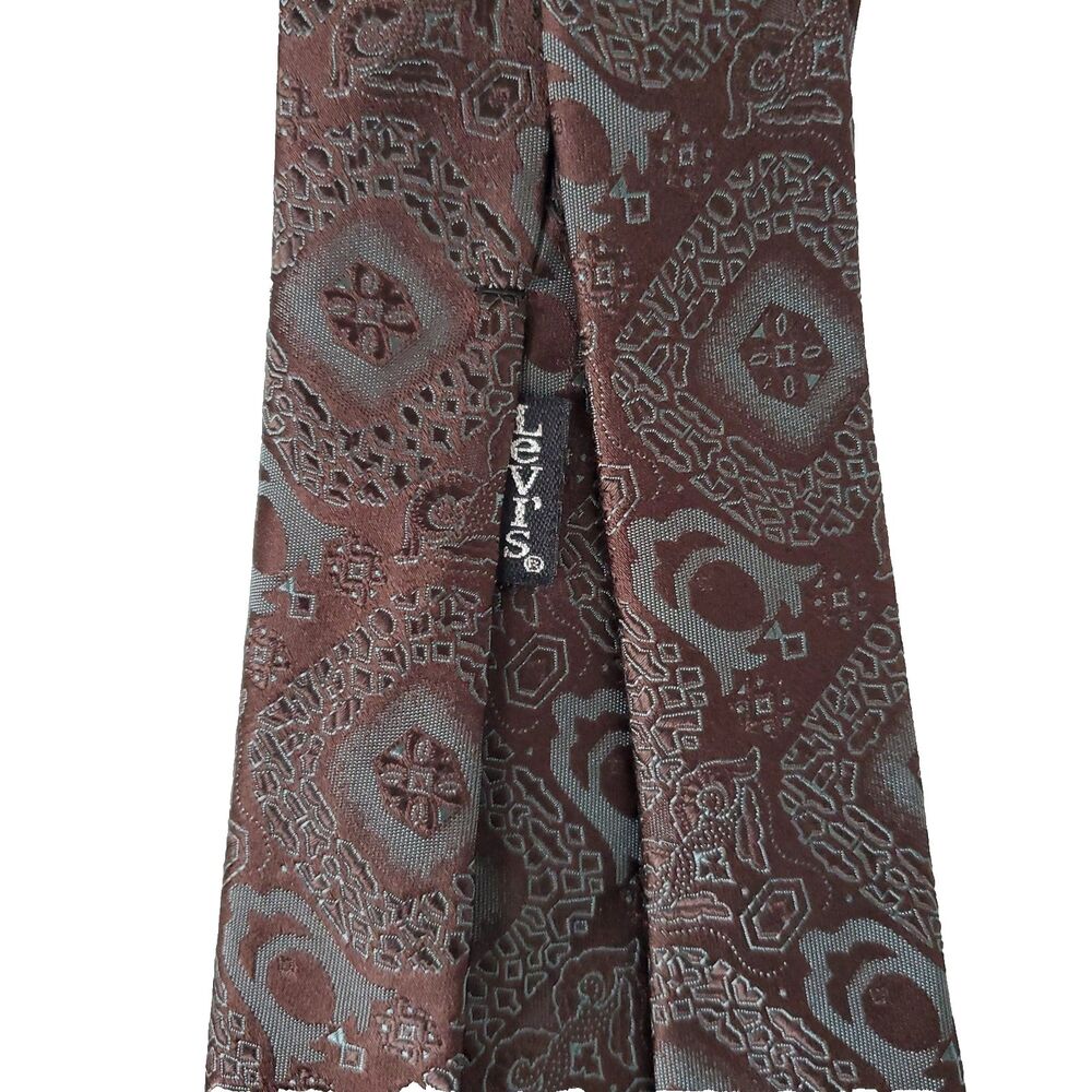 Levi's Men's Formal Necktie Maroon Gray Neck Tie Slim Classic